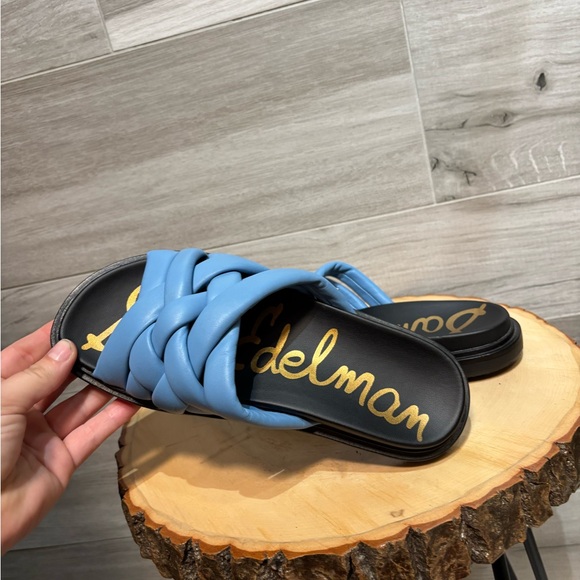 Sam Edelman Vaugn True Blue/Seville Nappa Leather slide Sandals sz 5.5 like new! - Picture 4 of 8